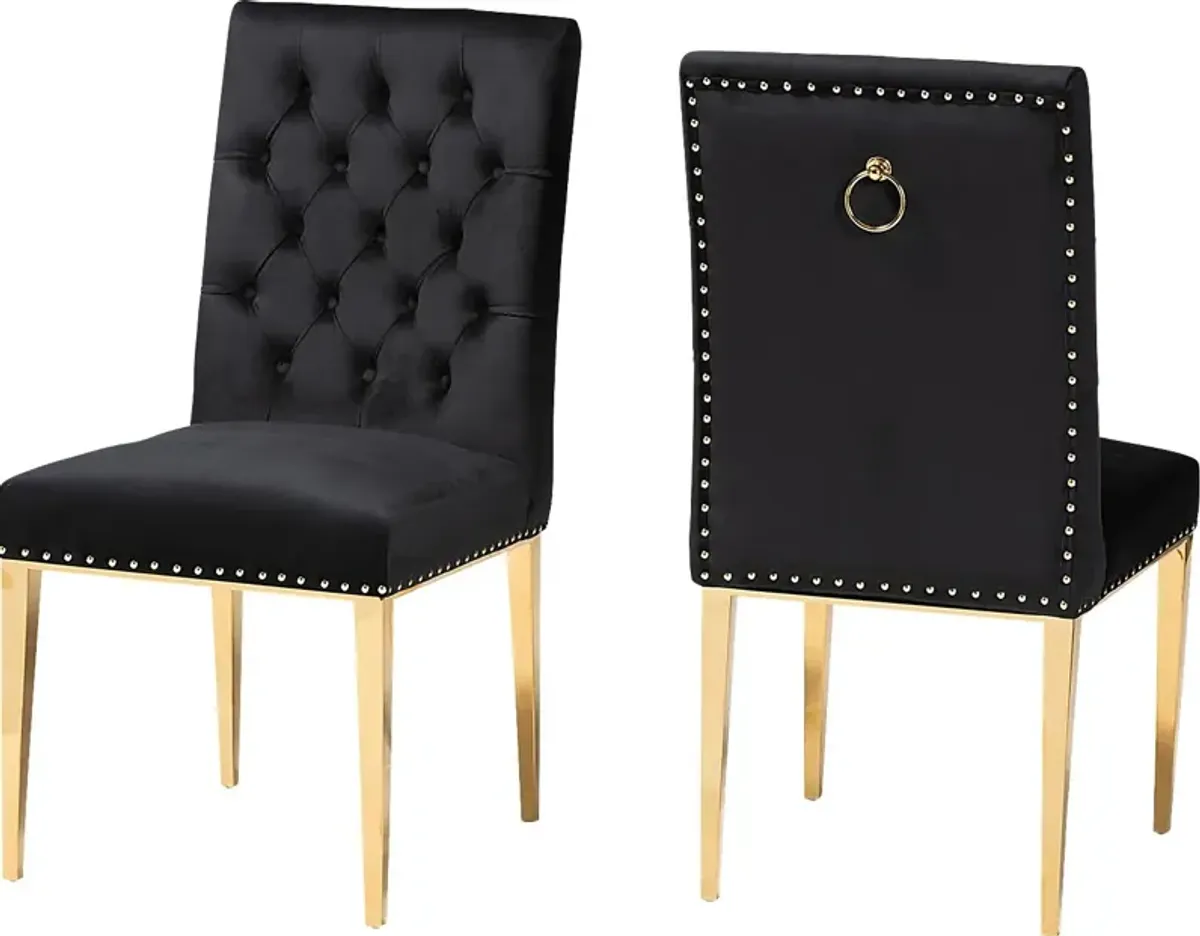 Champeau Black Side Chair, Set of 2