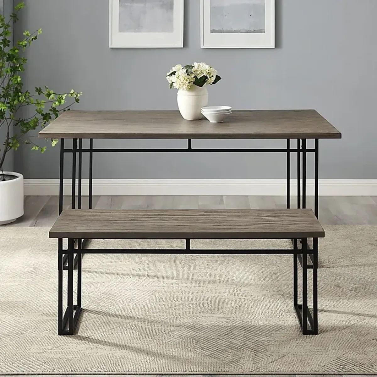 Winthrope Gray Dining Bench