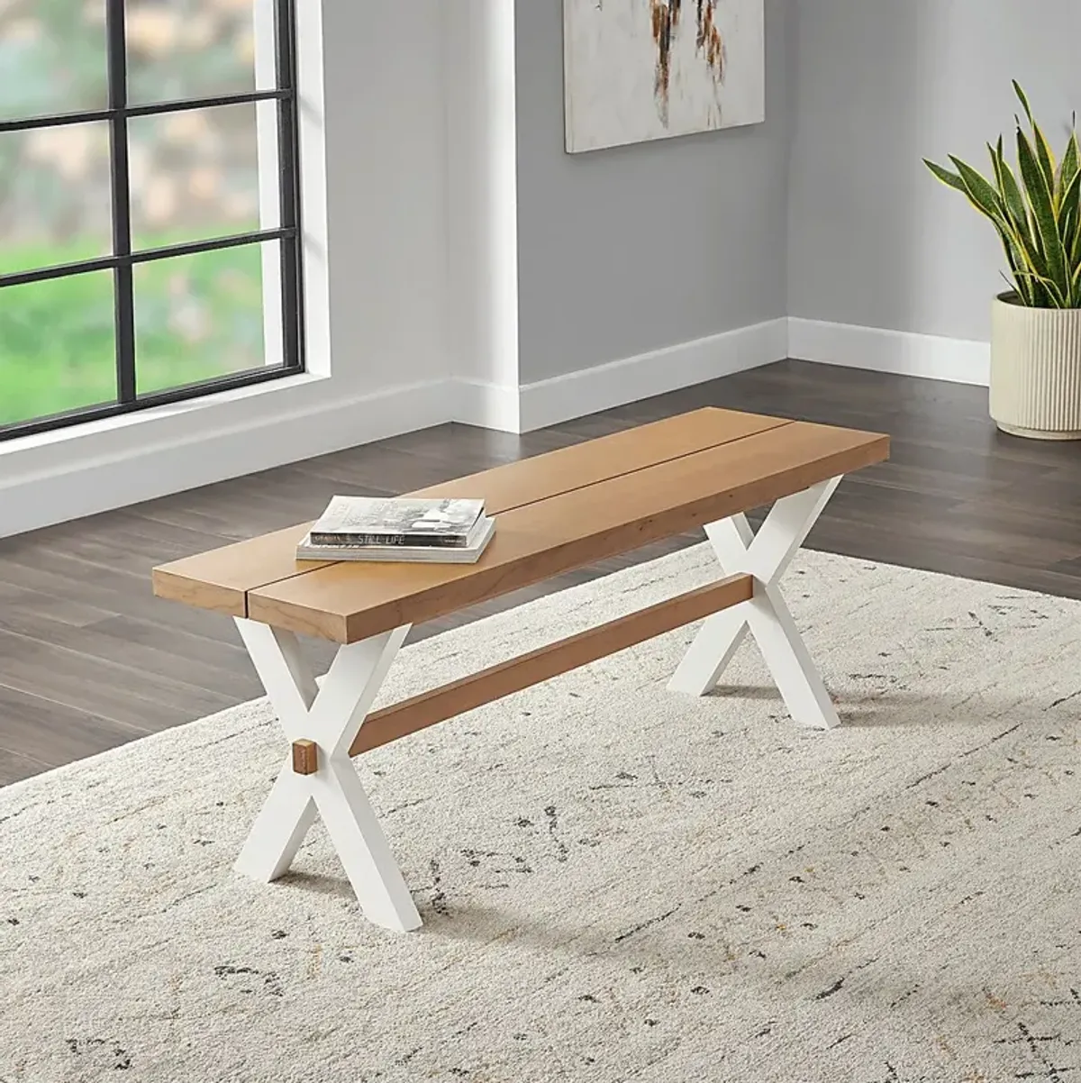 Trebruk White Dining Bench