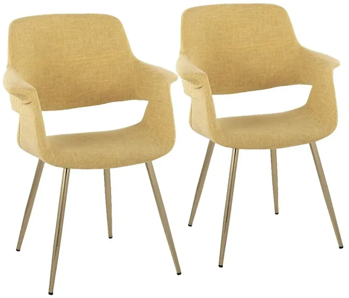 Lafanette I Yellow Arm Chair, Set of 2