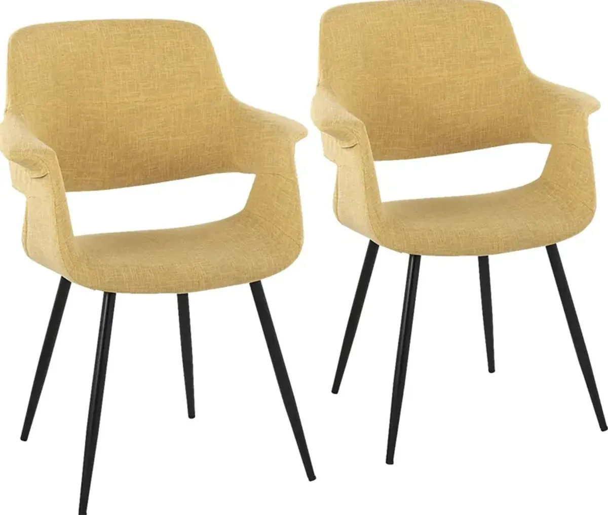 Lafanette II Yellow Arm Chair, Set of 2