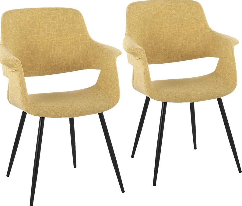 Lafanette II Yellow Arm Chair, Set of 2