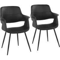 Lafanette II Black Arm Chair, Set of 2