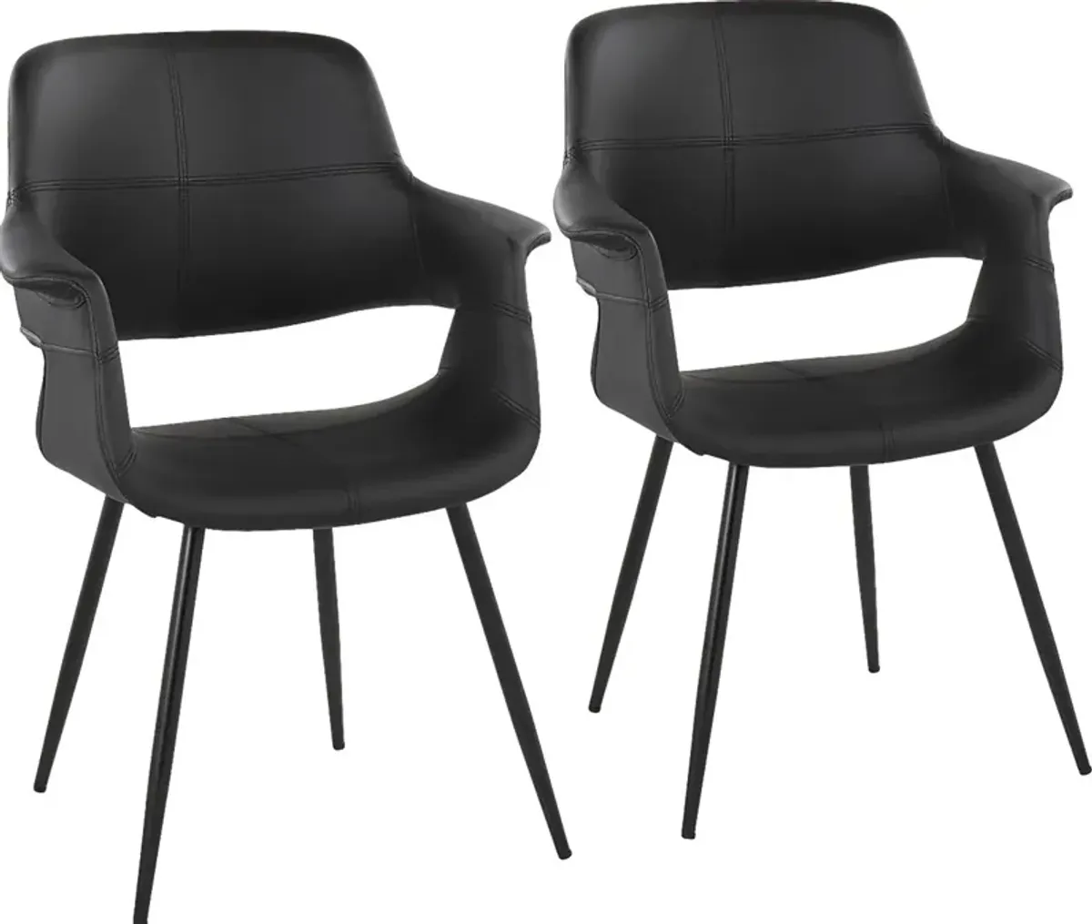 Lafanette II Black Arm Chair, Set of 2