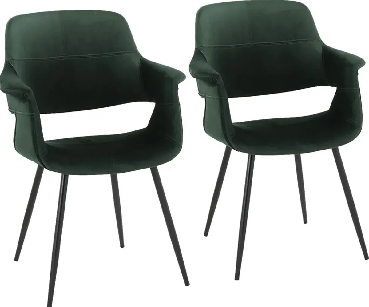 Lafanette II Green Arm Chair, Set of 2