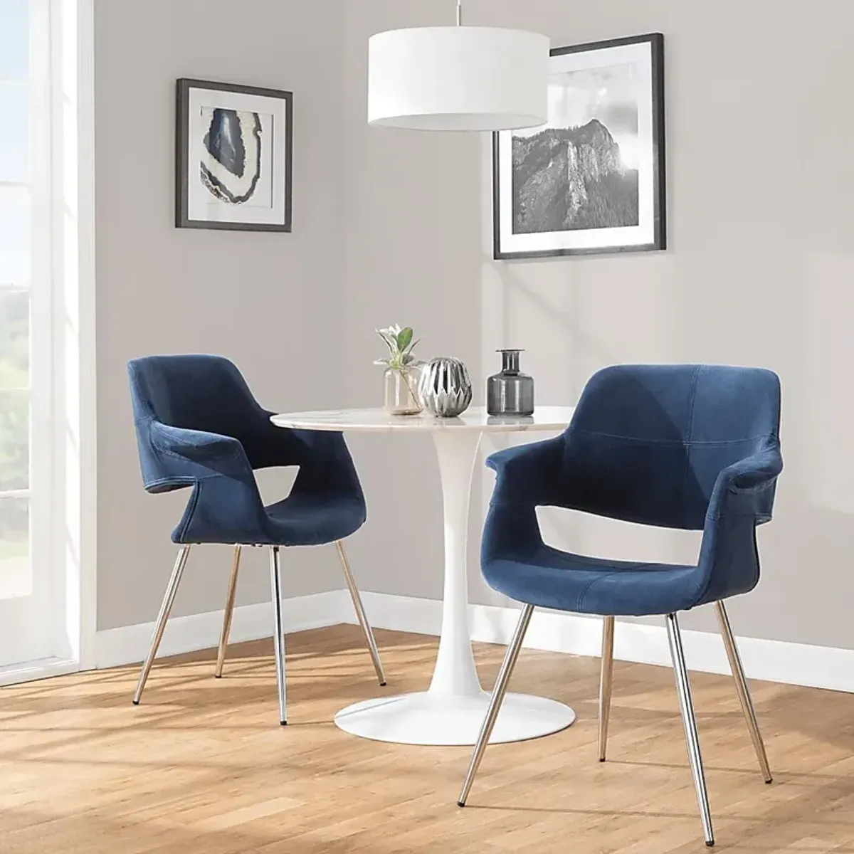 Lafanette III Blue Arm Chair, Set of 2