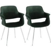 Lafanette III Green Arm Chair, Set of 2