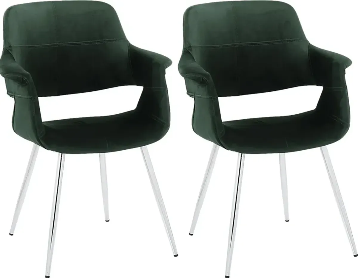 Lafanette III Green Arm Chair, Set of 2