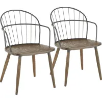 Steffek Brown Arm Chair, Set of 2