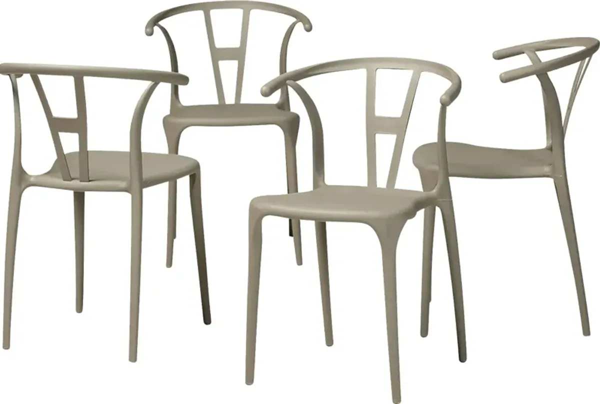 Valverde Beige Arm Chair, Set of 4