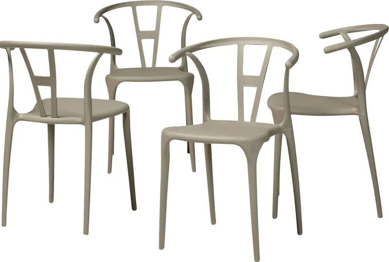 Valverde Beige Arm Chair, Set of 4