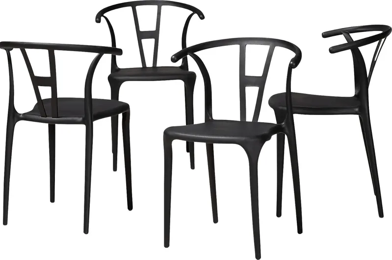 Valverde Black Arm Chair, Set of 4