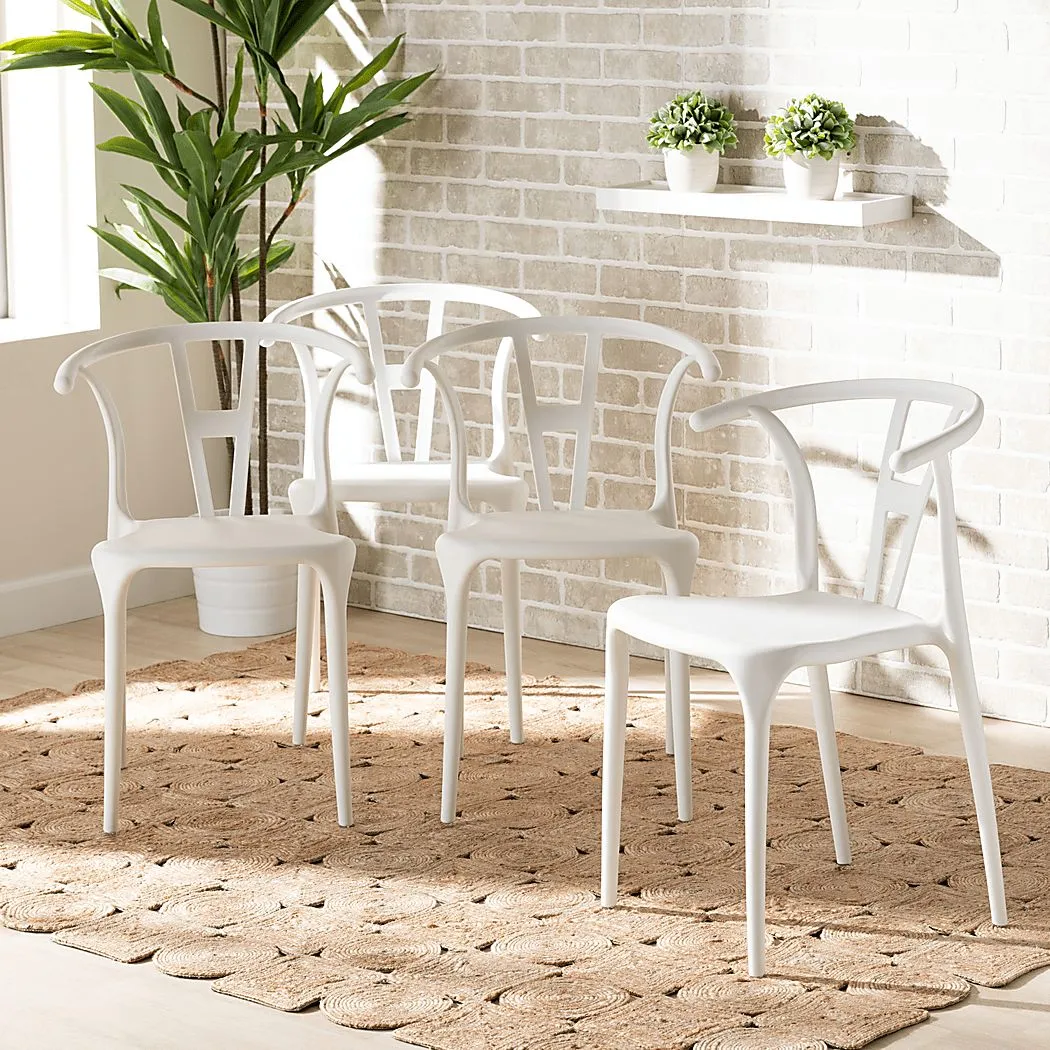 Valverde White Arm Chair, Set of 4