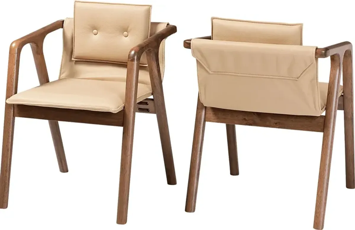 Wogan Beige Arm Chair, Set of 2