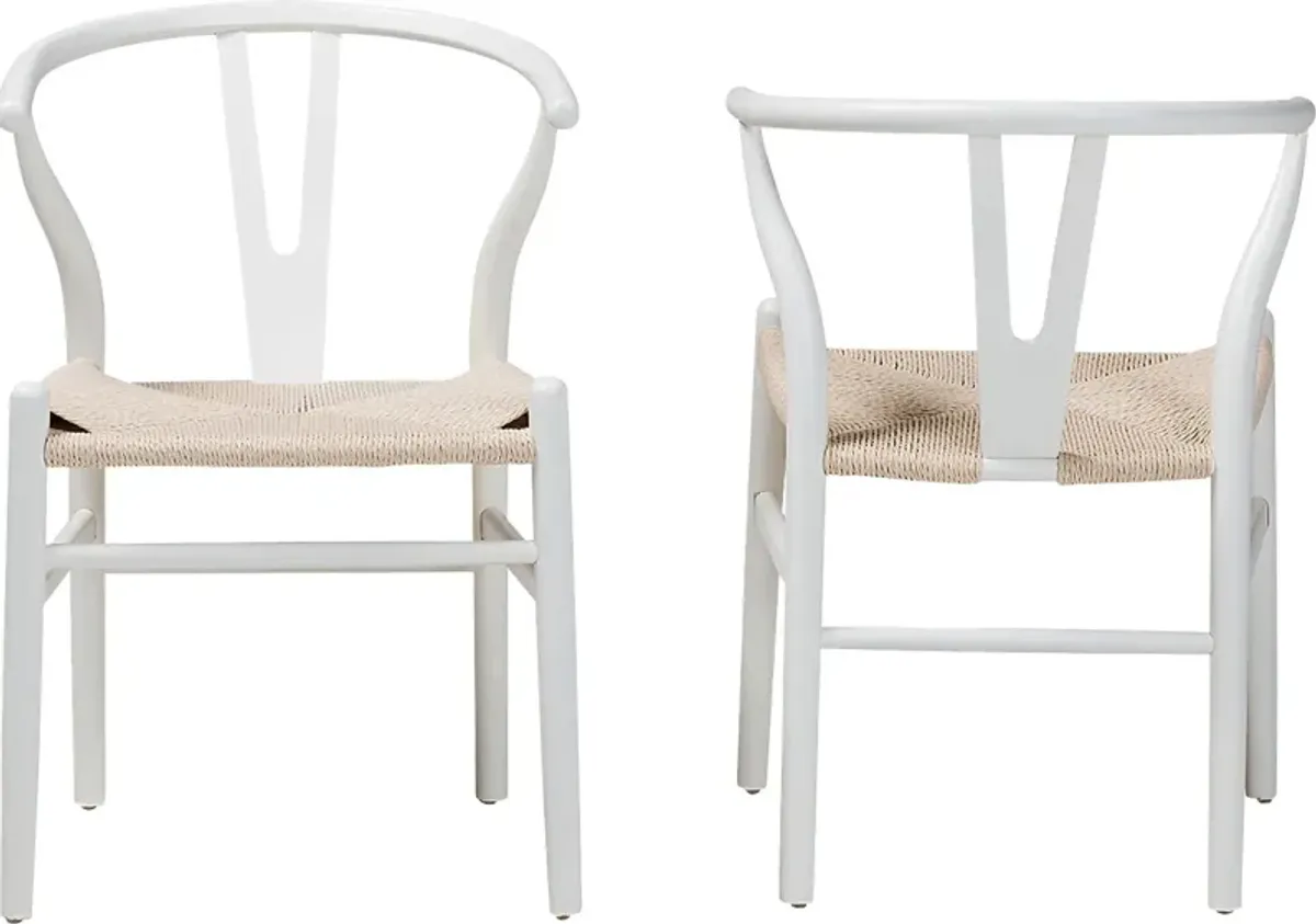 Fertell White Arm Chair, Set of 2