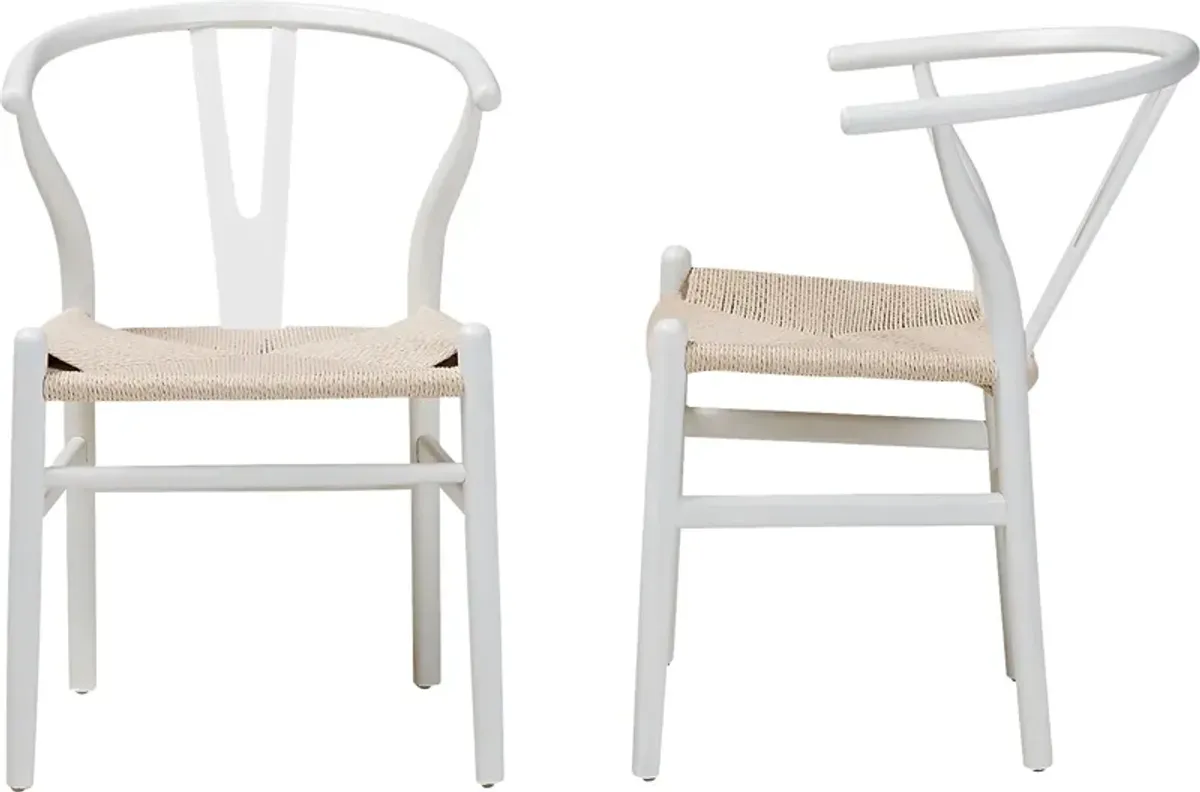 Fertell White Arm Chair, Set of 2