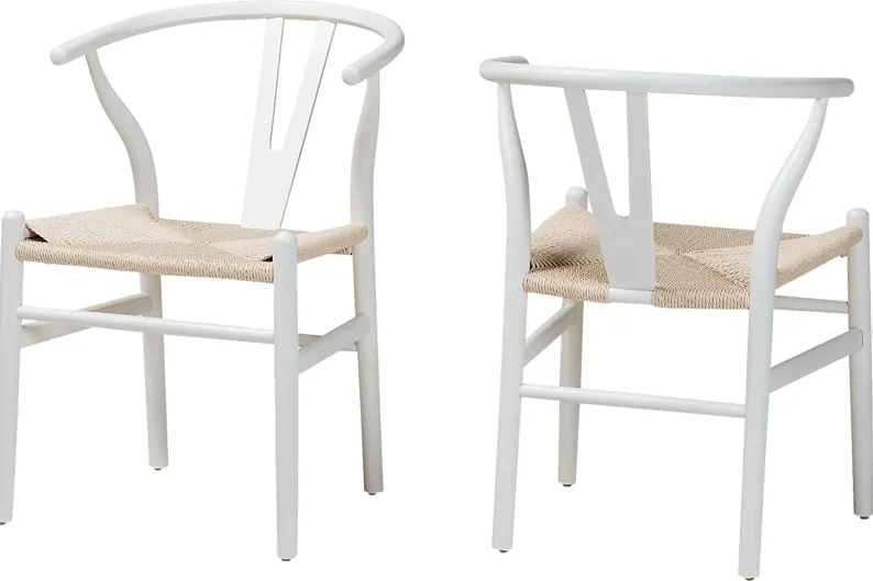 Fertell White Arm Chair, Set of 2