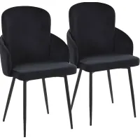 Maglista II Black Velvet Dining Chair Set of 2