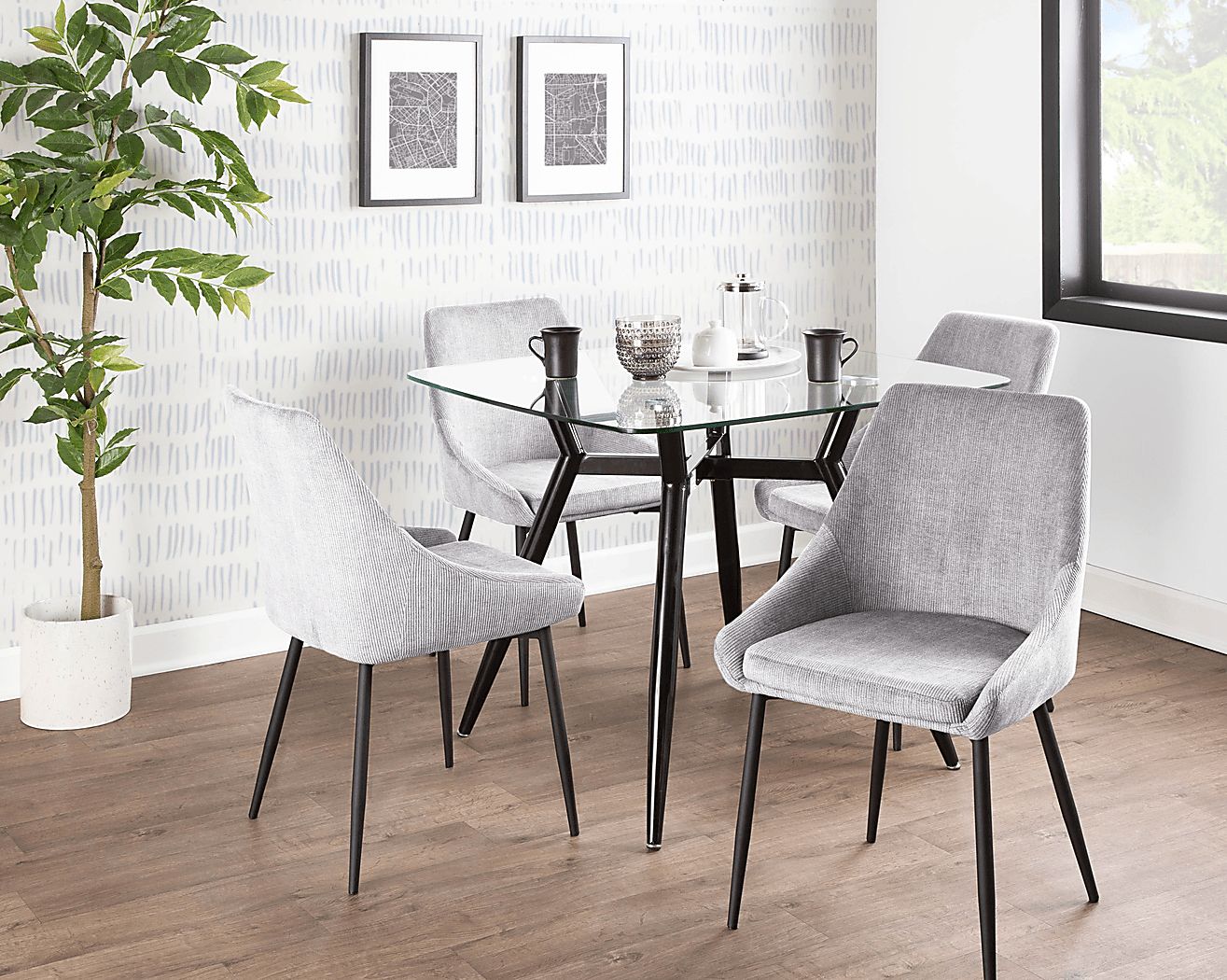 Dellrey Light Gray Dining Chair, Set of 2