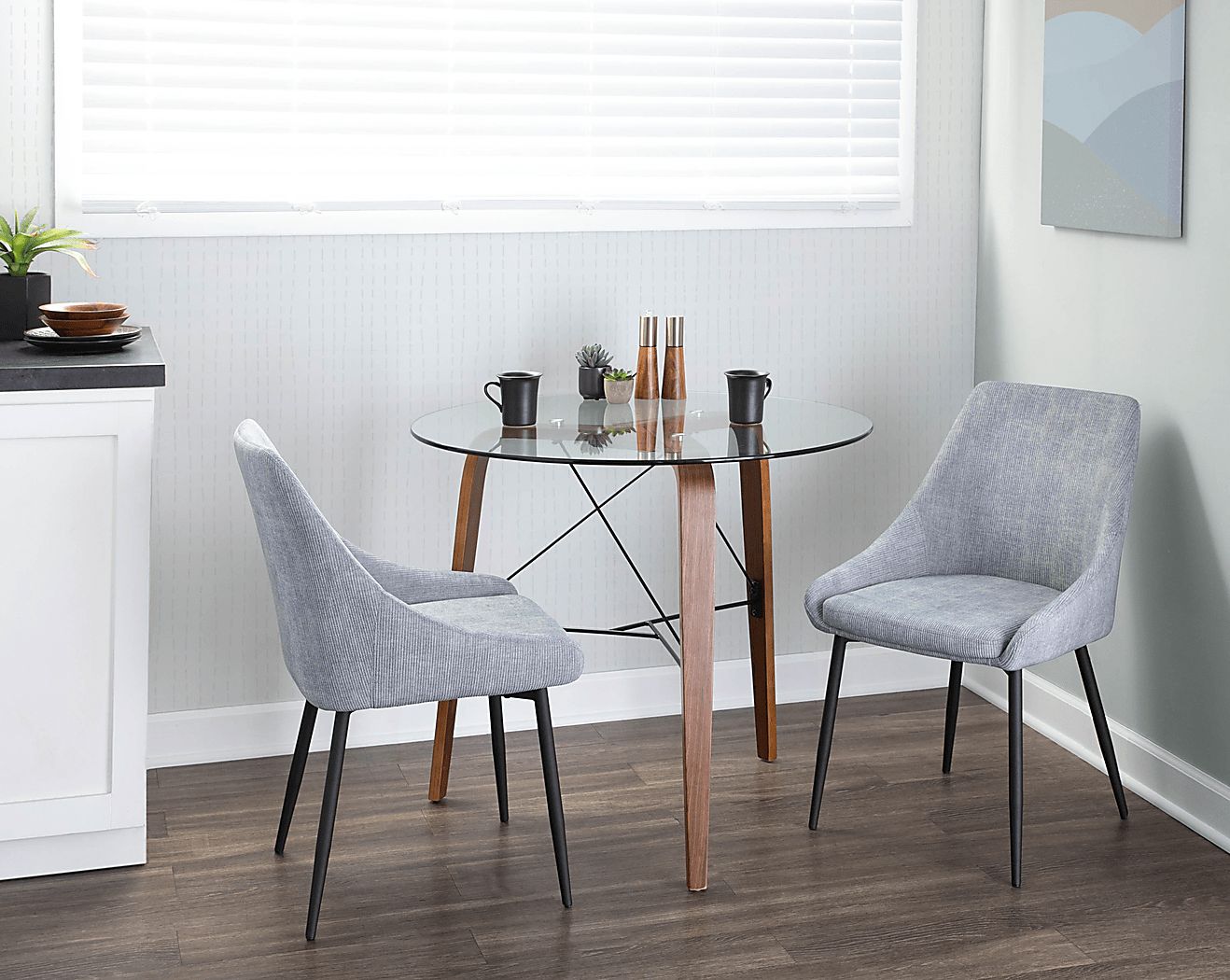 Dellrey Light Gray Dining Chair, Set of 2