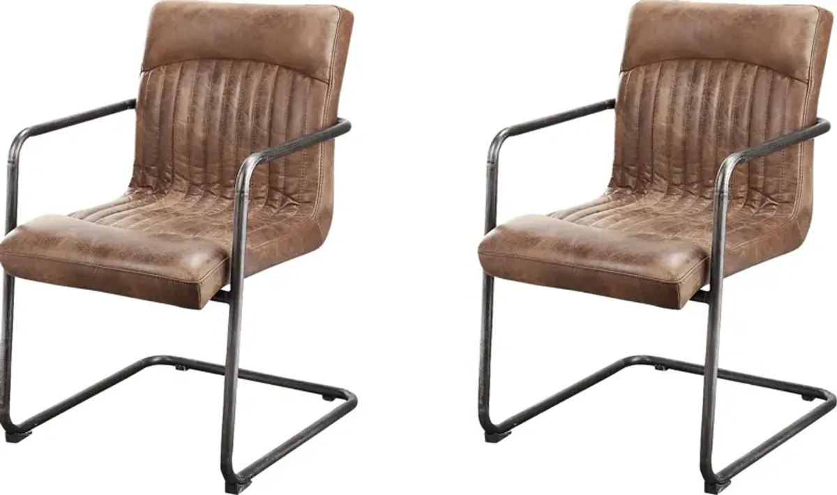 Medill Brown Arm Chair, Set of 2