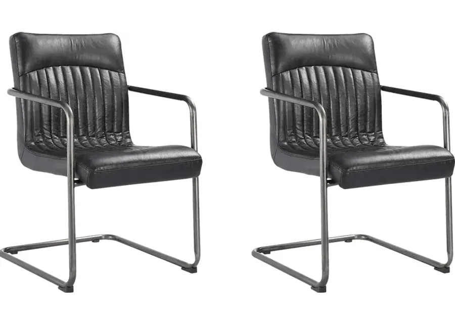 Medill Black Arm Chair, Set of 2