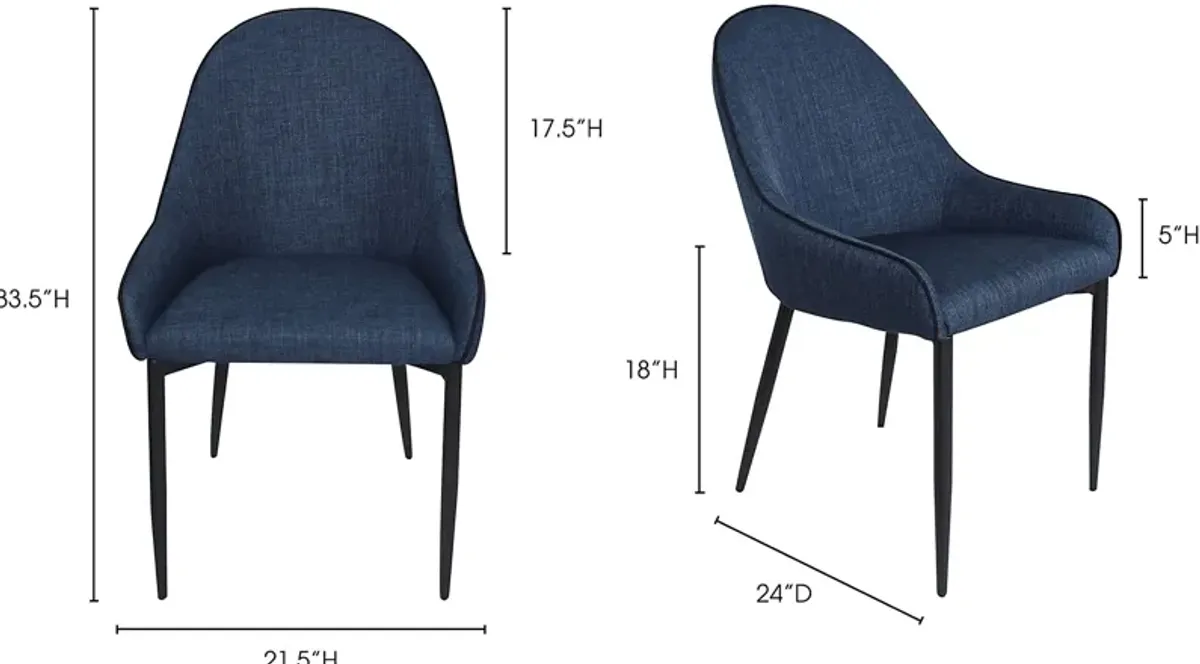 Anaise Dark Blue Dining Chair, Set of 2