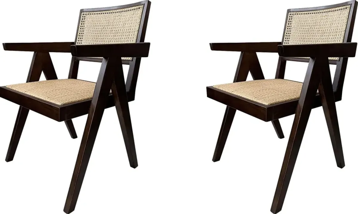 Caplon Brown Arm Chair, Set of 2