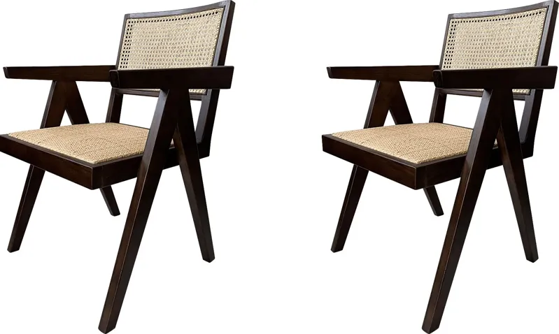 Caplon Brown Arm Chair, Set of 2