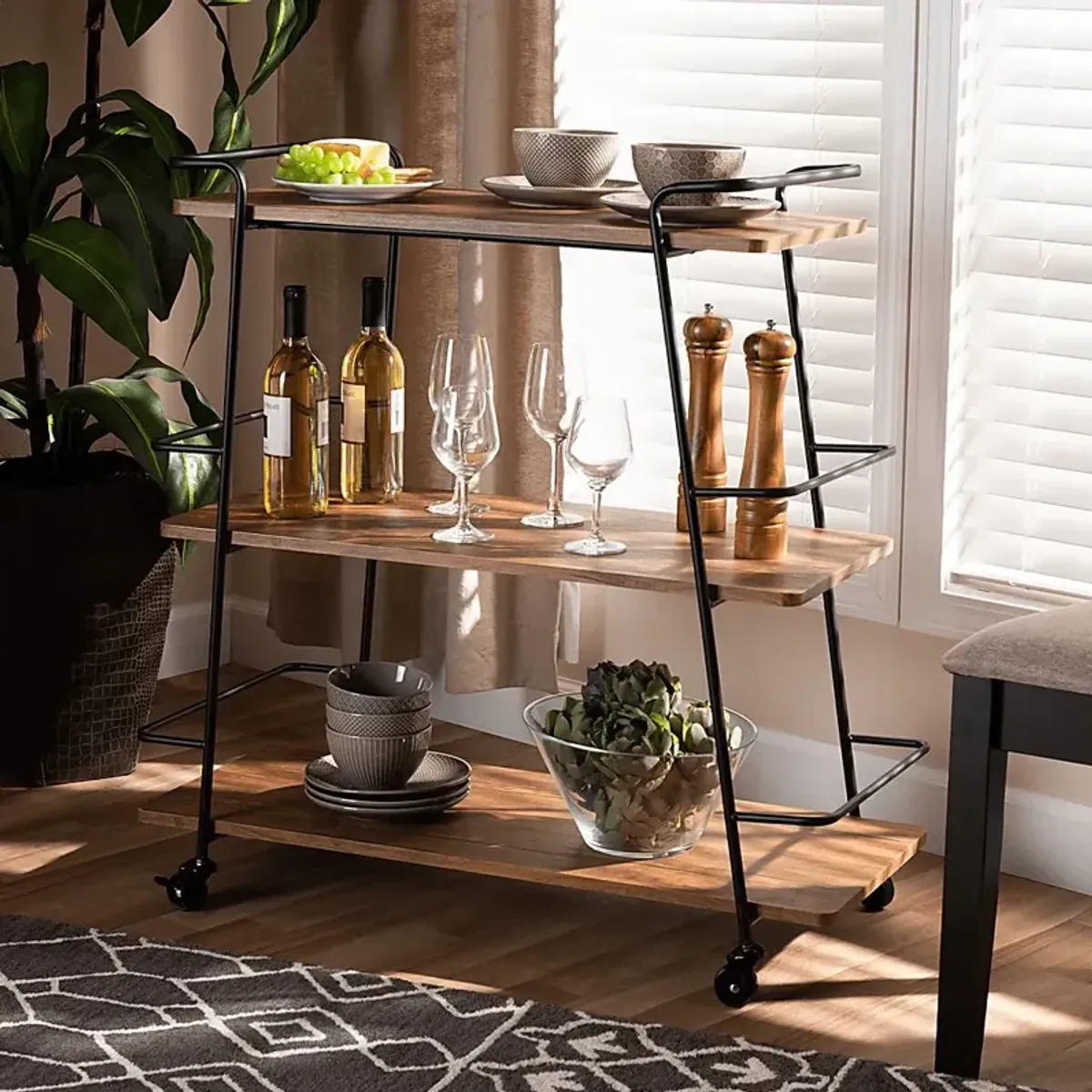 Tahyee Walnut Bar Cart