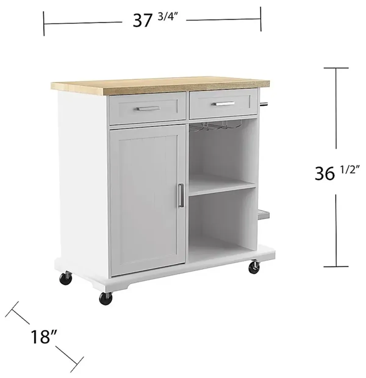 Deblyn White Kitchen Cart