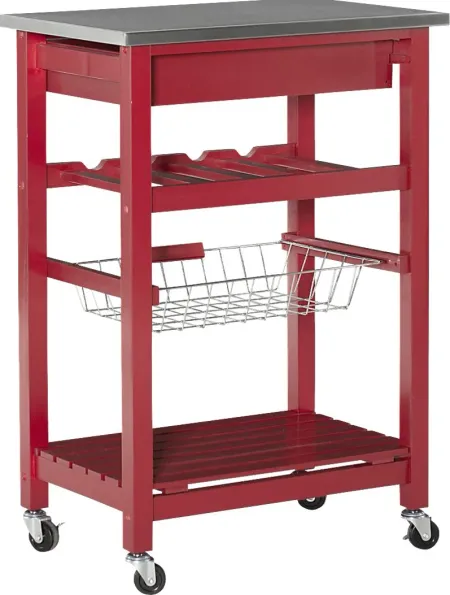 Kalany Red Kitchen Cart