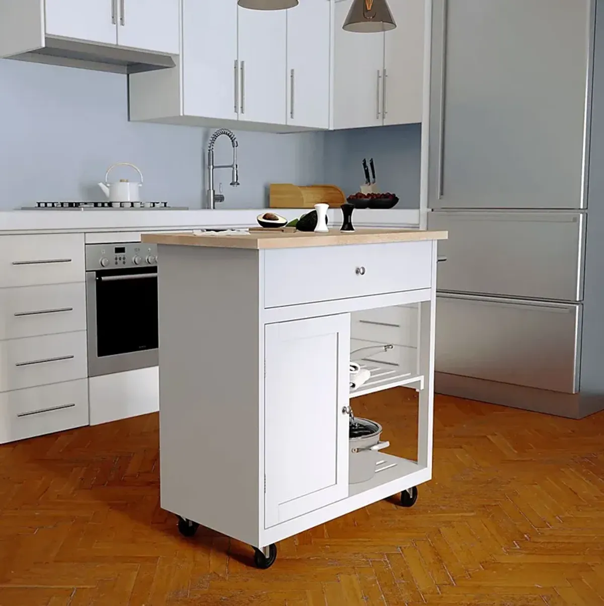 Wendsover Gray Kitchen Island