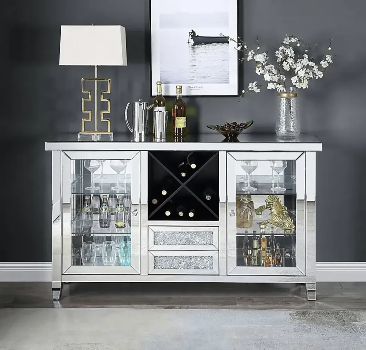 Charlane Silver Wine Cabinet