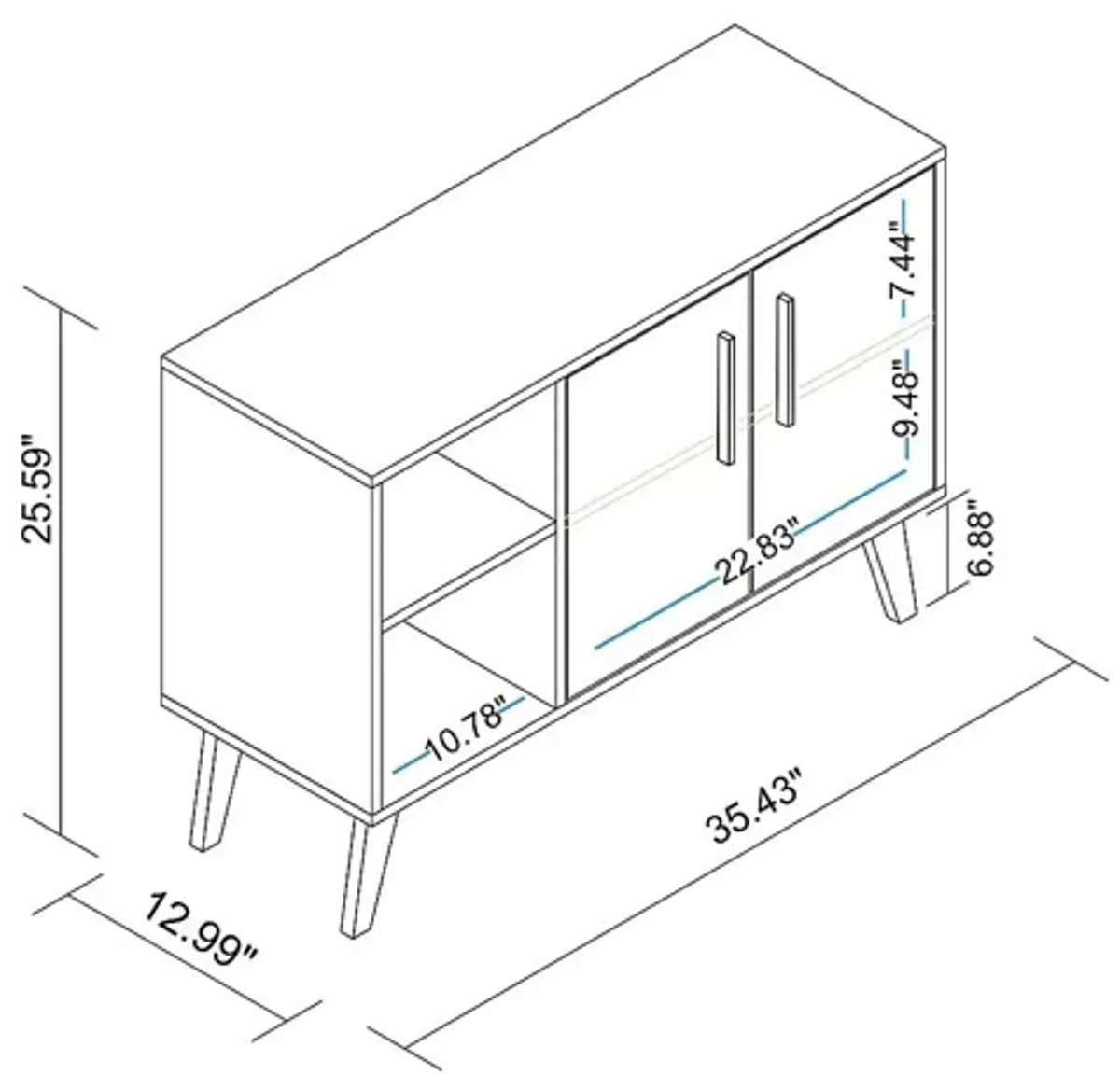 Exmore White Open Sideboard