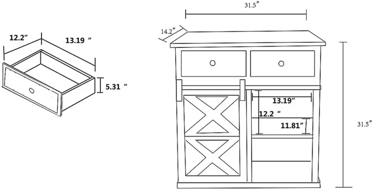 Clarmar White Sideboard