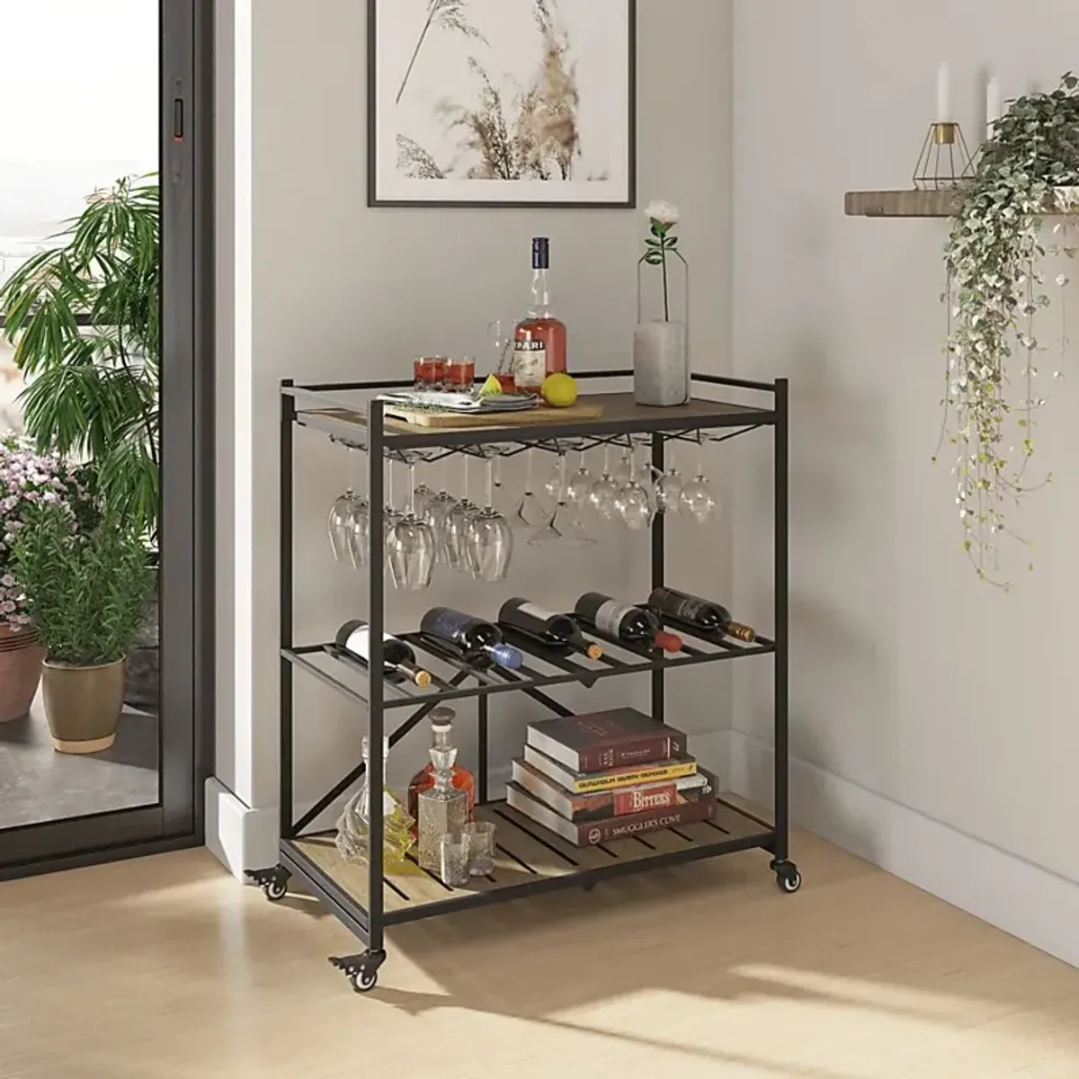 Bangerter Taupe Bar Cart