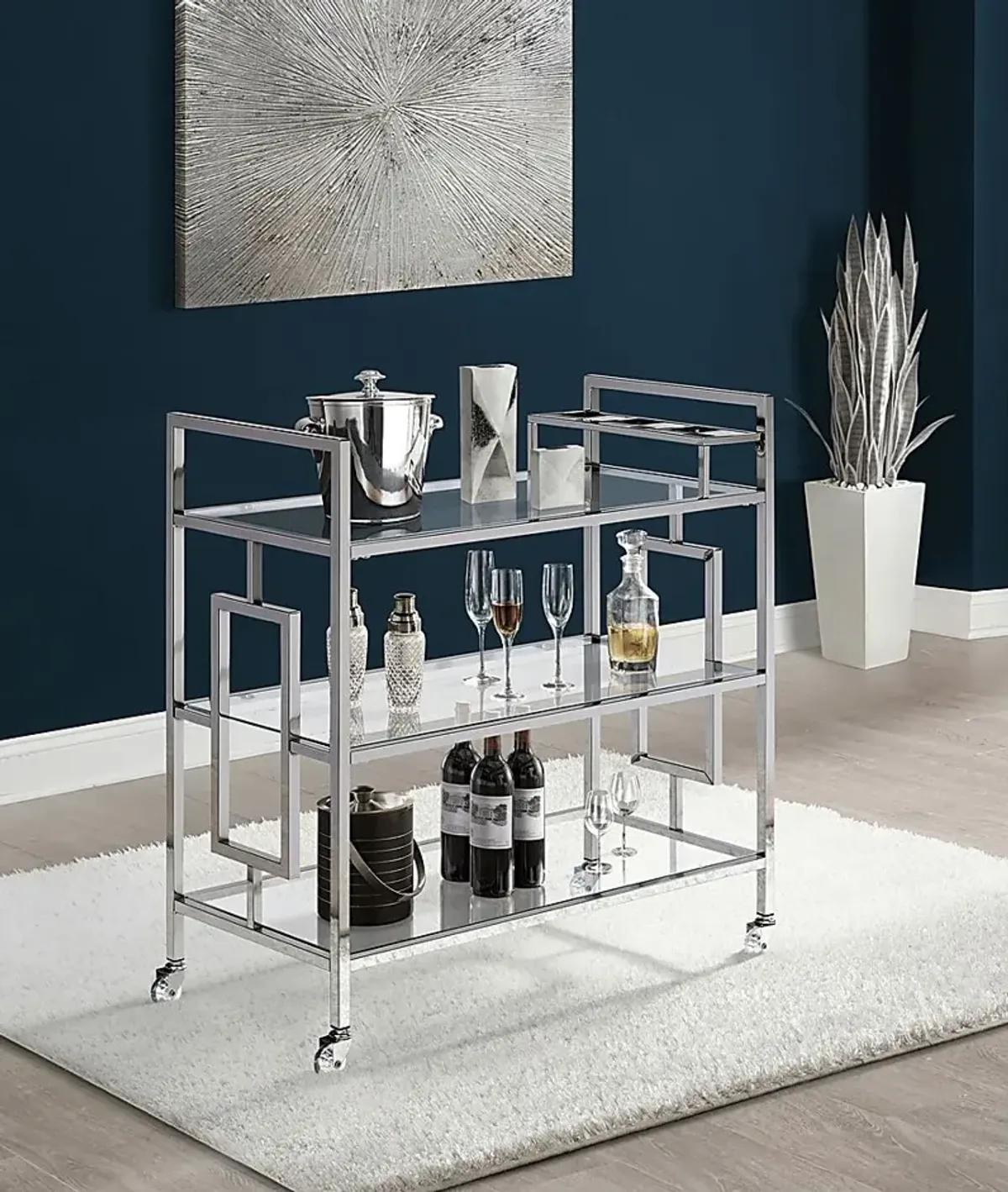 Flournoy Chrome Bar Cart