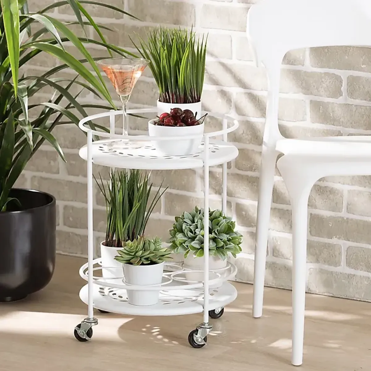 Keathley White Kitchen Cart