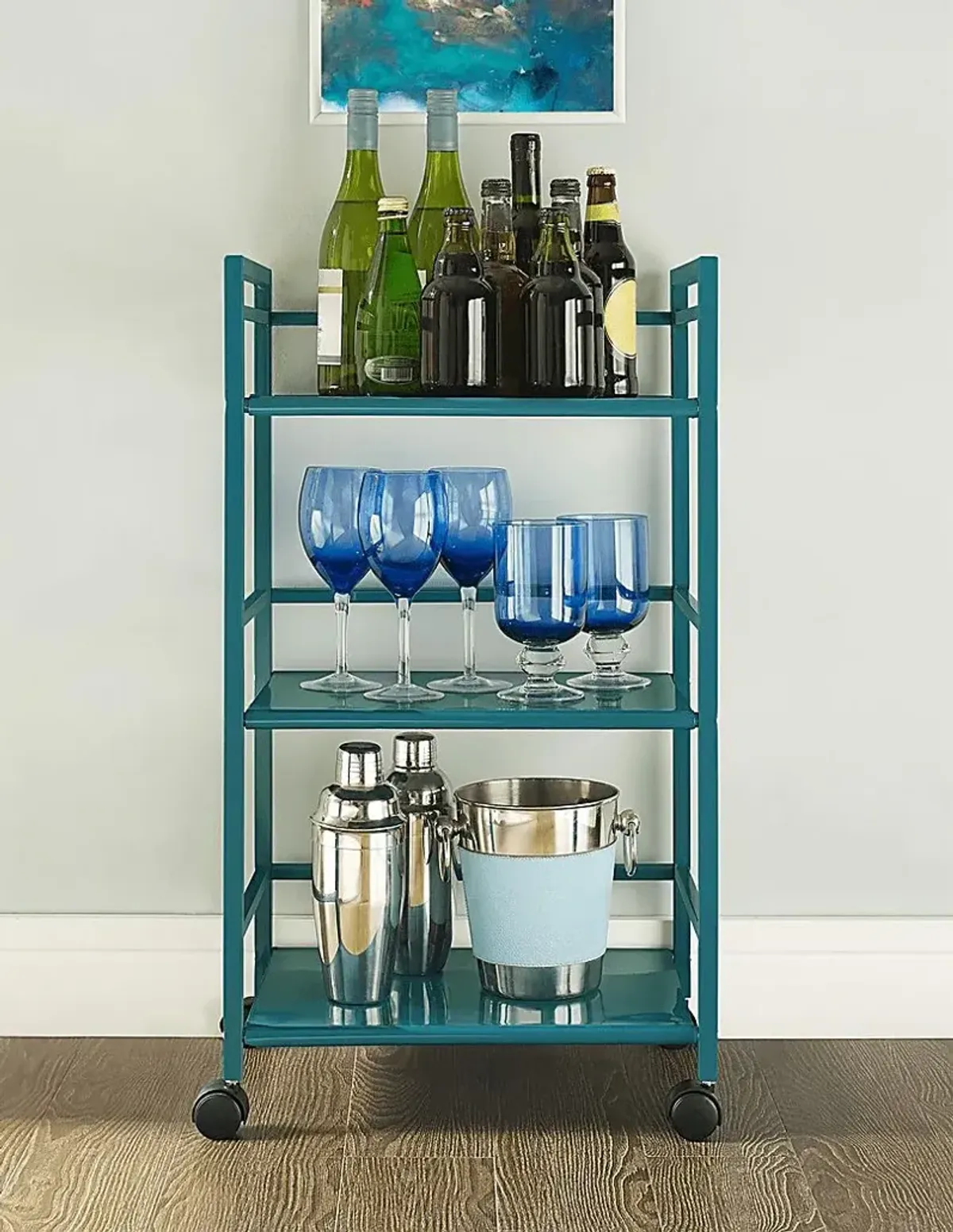 Pasque Teal Bar Cart