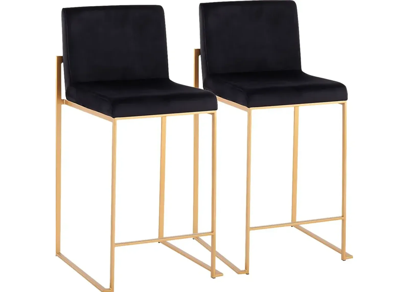 Nowotny Black Gold Velvet Counter Height Stool Set of 2