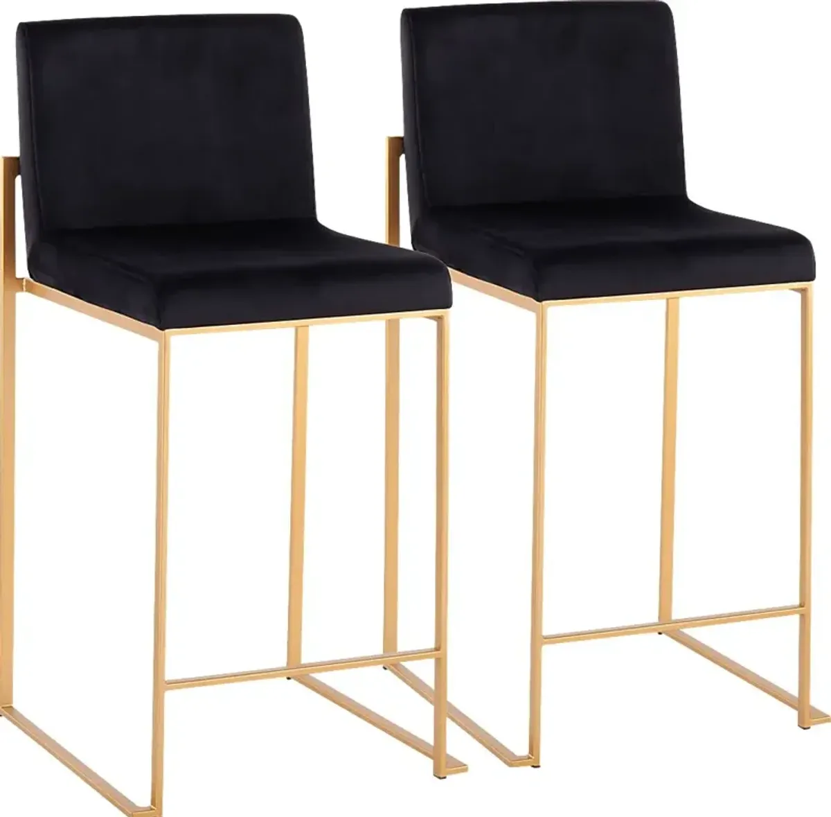 Nowotny Black Gold Velvet Counter Height Stool Set of 2