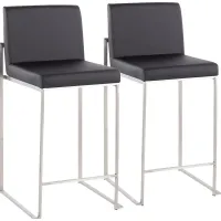 Nowotny Black Silver Counter Height Stool Set of 2