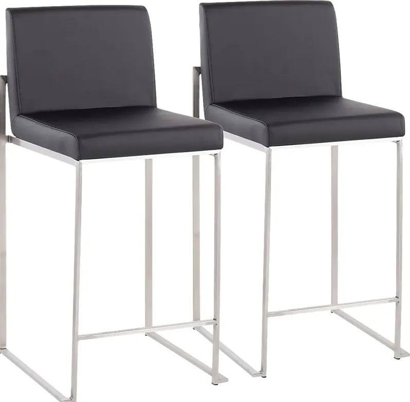 Nowotny Black Silver Counter Height Stool Set of 2