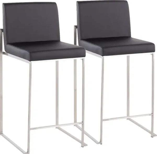 Nowotny Black Silver Counter Height Stool Set of 2