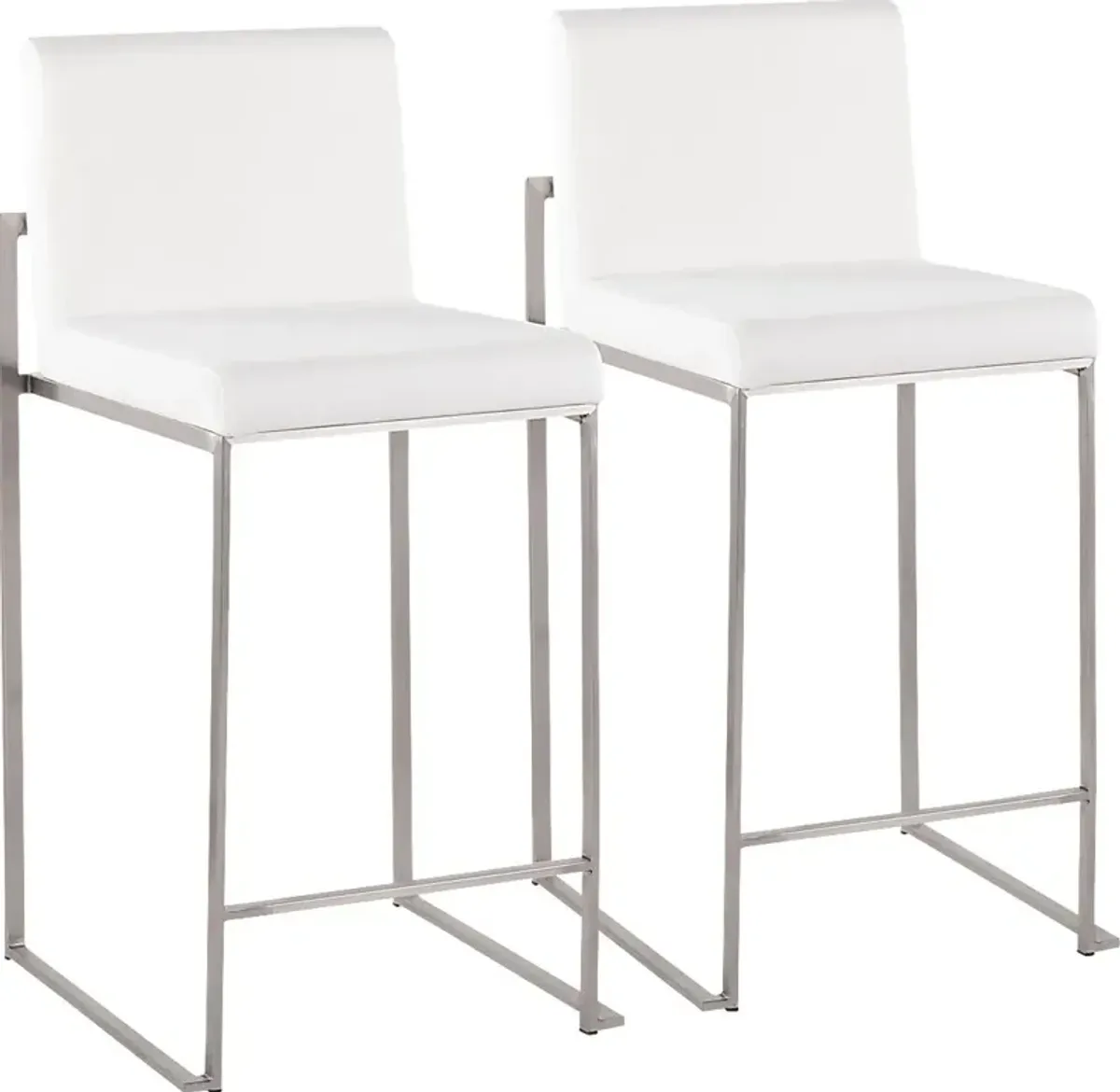 Nowotny White Silver Velvet Counter Height Stool Set of 2