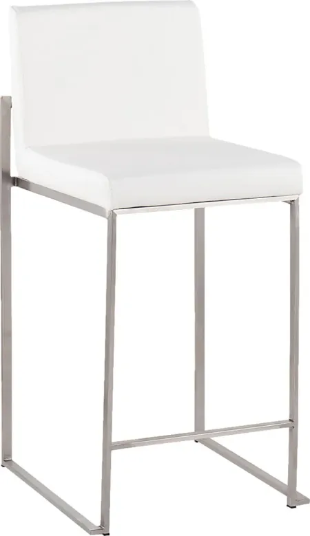Nowotny White Silver Counter Height Stool Set of 2