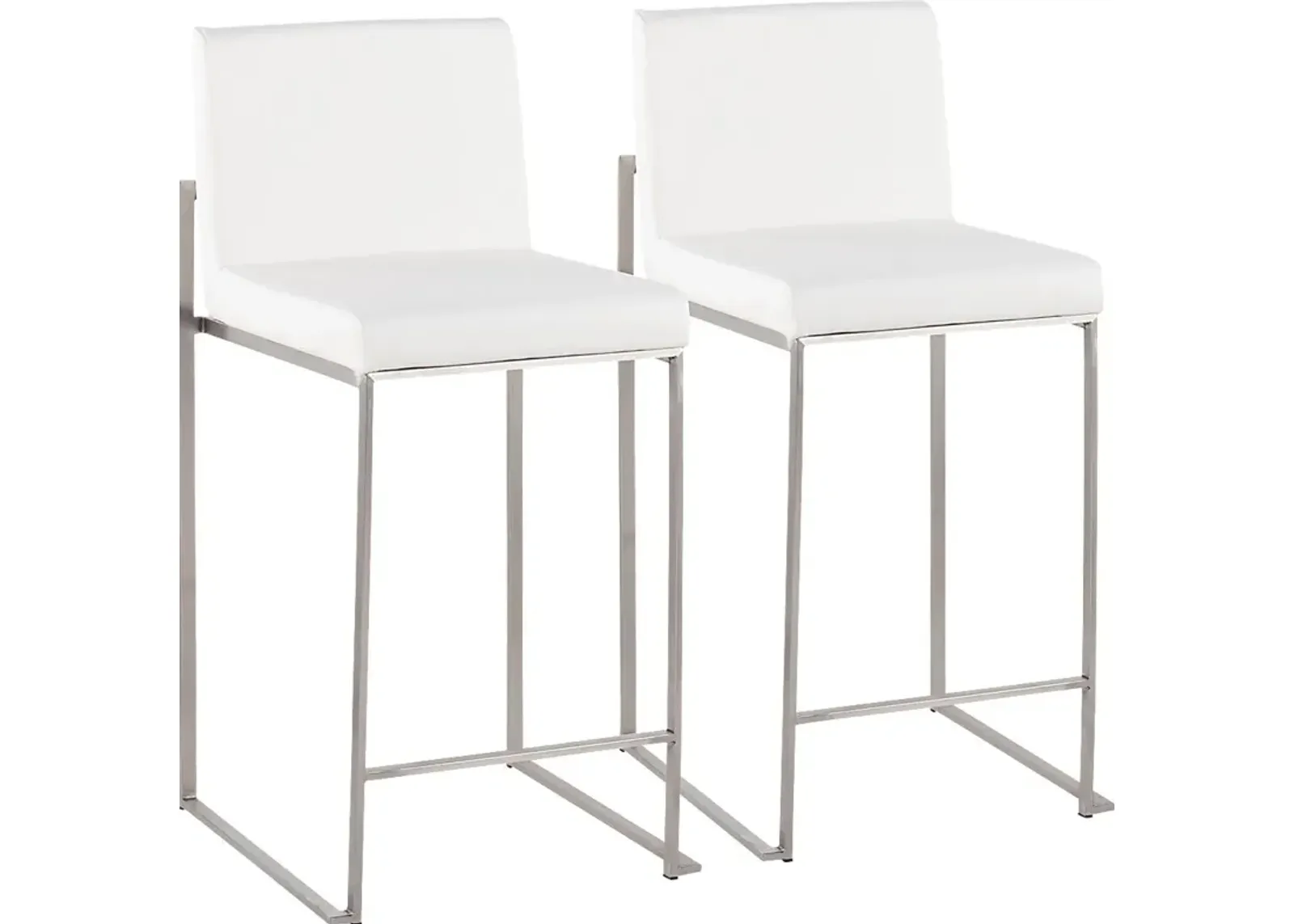 Nowotny White Silver Counter Height Stool Set of 2