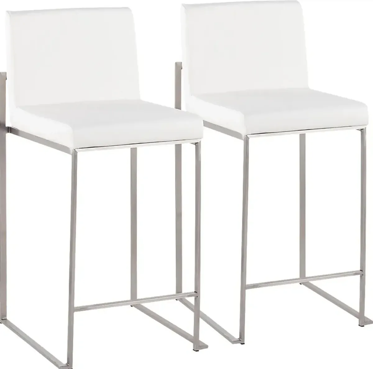 Nowotny White Silver Counter Height Stool Set of 2