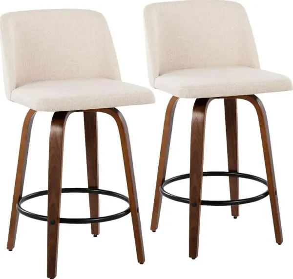 Clyo I Cream Counter Stool Set of 2